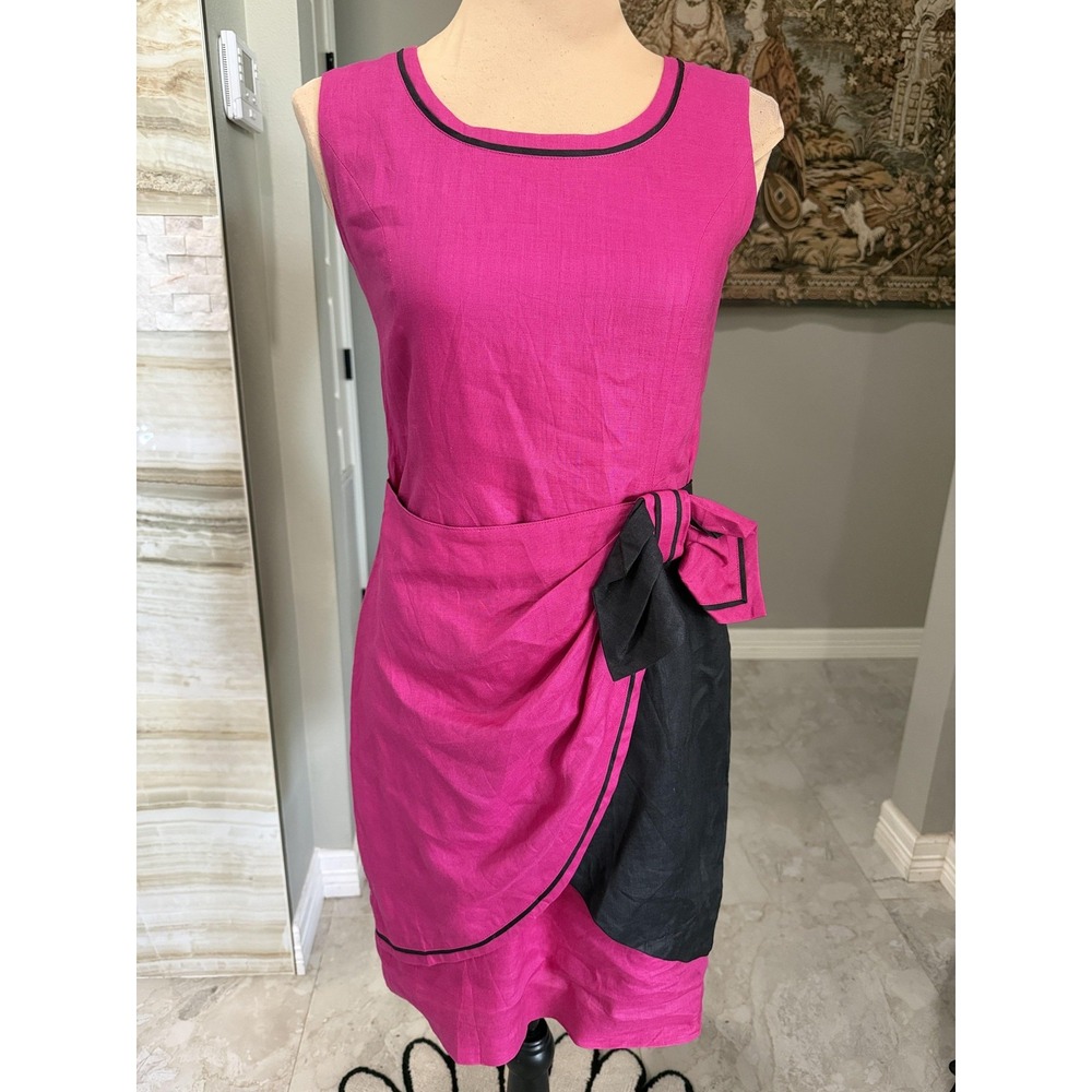 Guido Pasquali Dress Womens Pink Black Colorblock Bow Sheath Knee Length